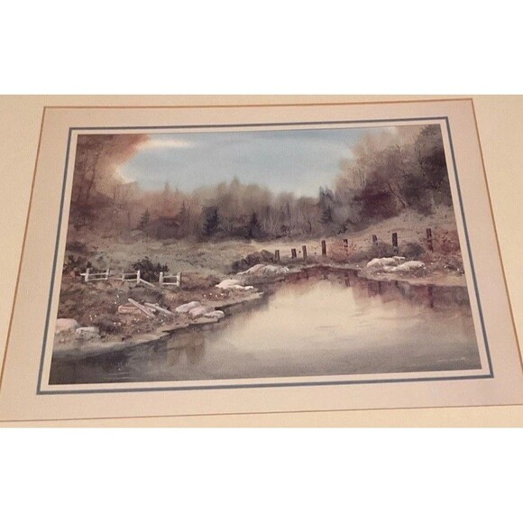 Owen Wexler Beautiful Nature Fall Pond Scene 13.5”x 10.5”framed(21.5”x 17.5”) - Picture 7 of 13